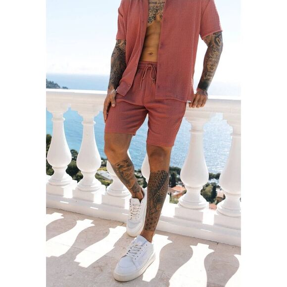 Mauvais Elvissa Relaxed Fit Textured Short Sleeved Shirt in Canyon Sz 5XL - Picture 2 of 8